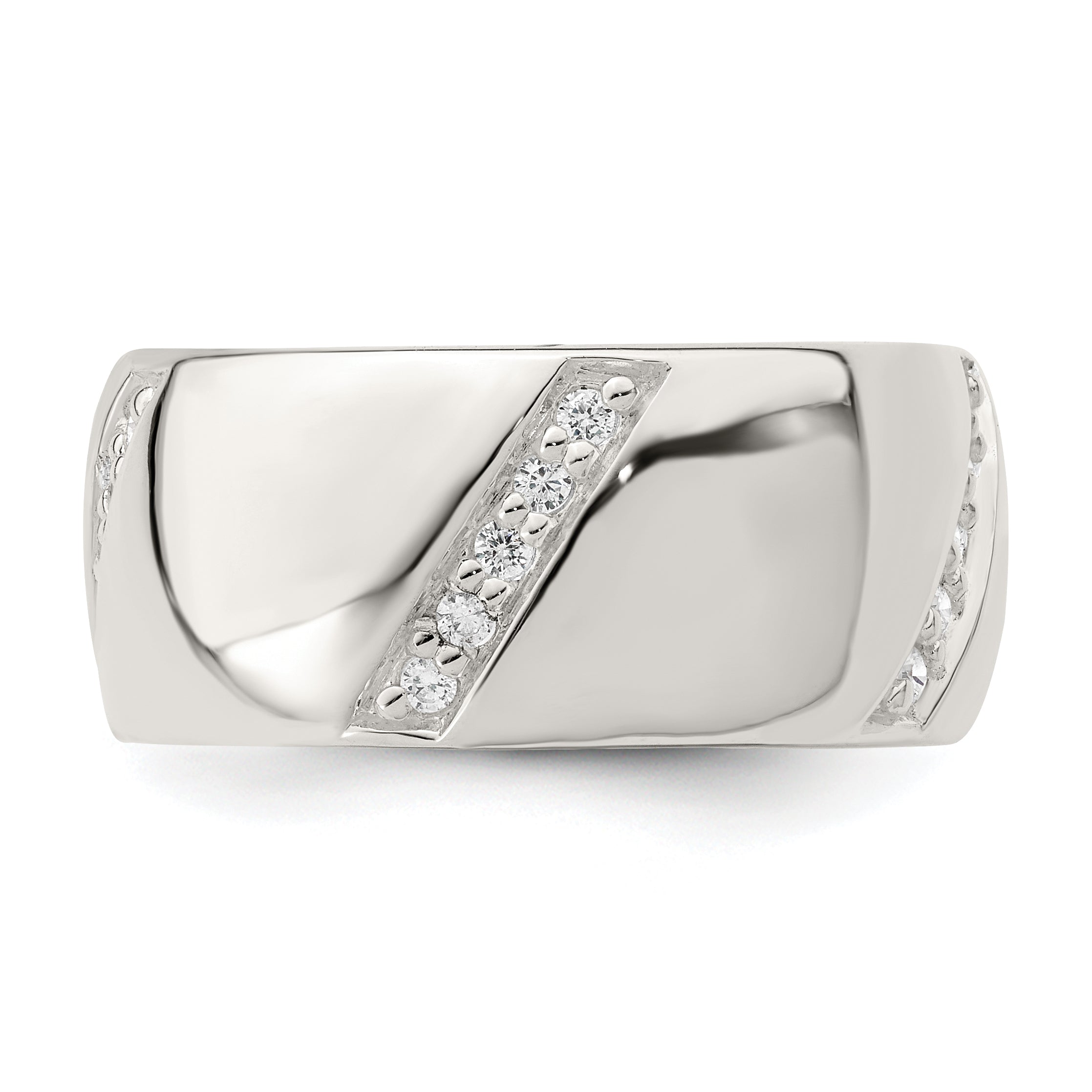 Sterlingsilber Zirkonia Schräg Lines Ring