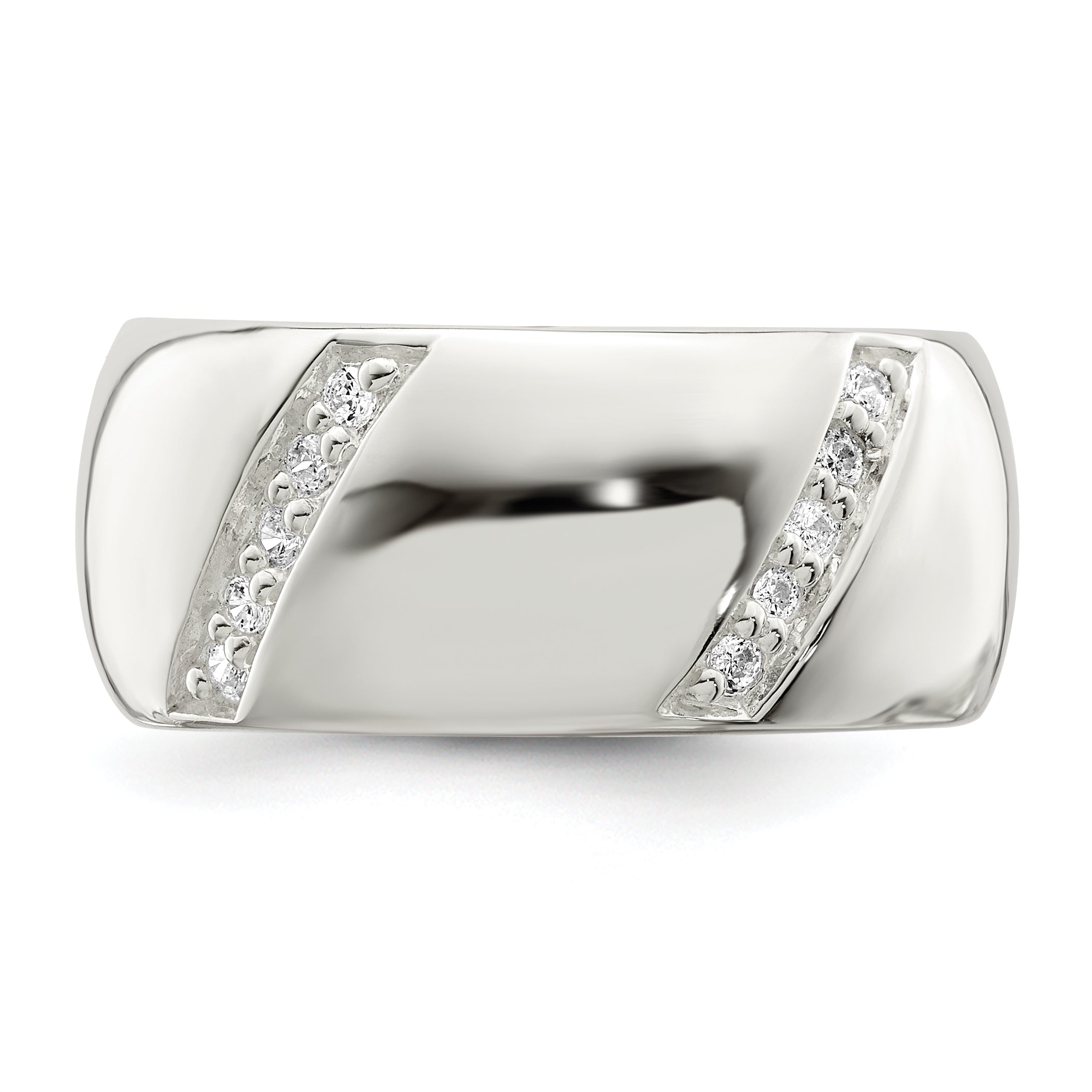 Sterlingsilber Zirkonia Schräg Lines Ring