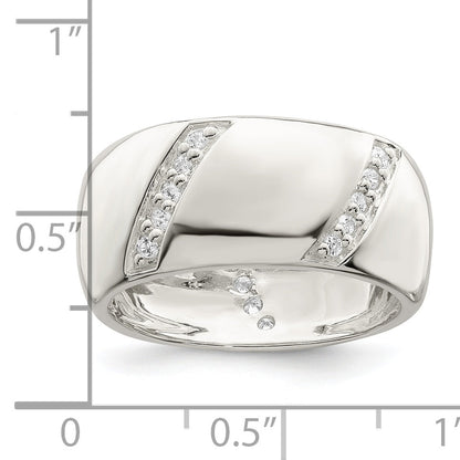 Sterlingsilber Zirkonia Schräg Lines Ring