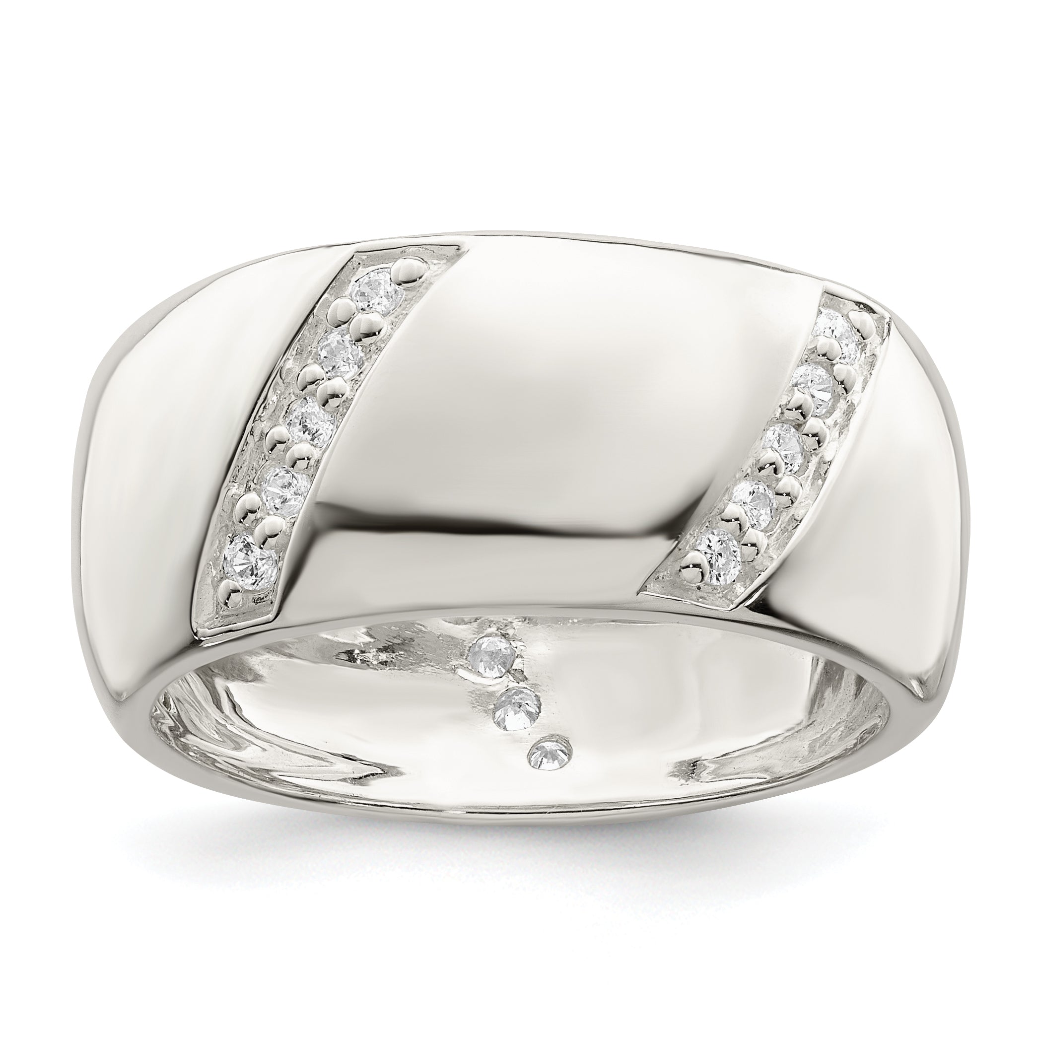 Sterlingsilber Zirkonia Schräg Lines Ring