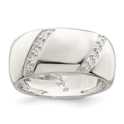Sterlingsilber Zirkonia Schräg Lines Ring