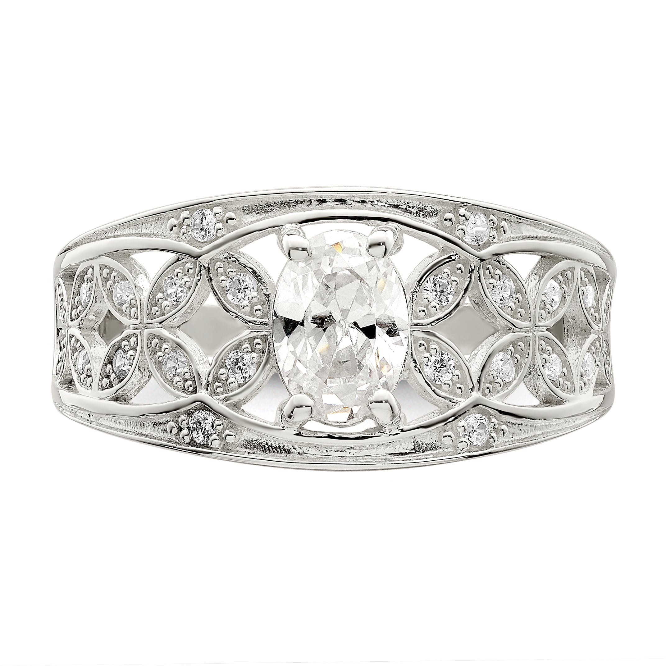 Sterlingsilber Zirkonia Blume Ring