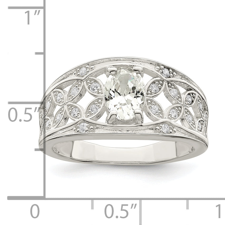 Sterlingsilber Zirkonia Blume Ring
