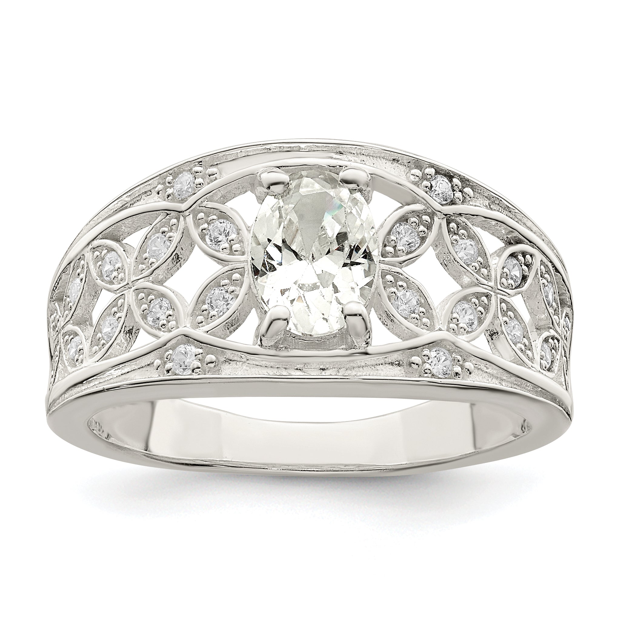 Sterlingsilber Zirkonia Blume Ring