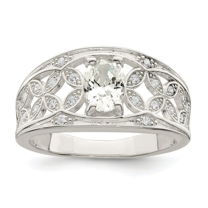 Sterlingsilber Zirkonia Blume Ring
