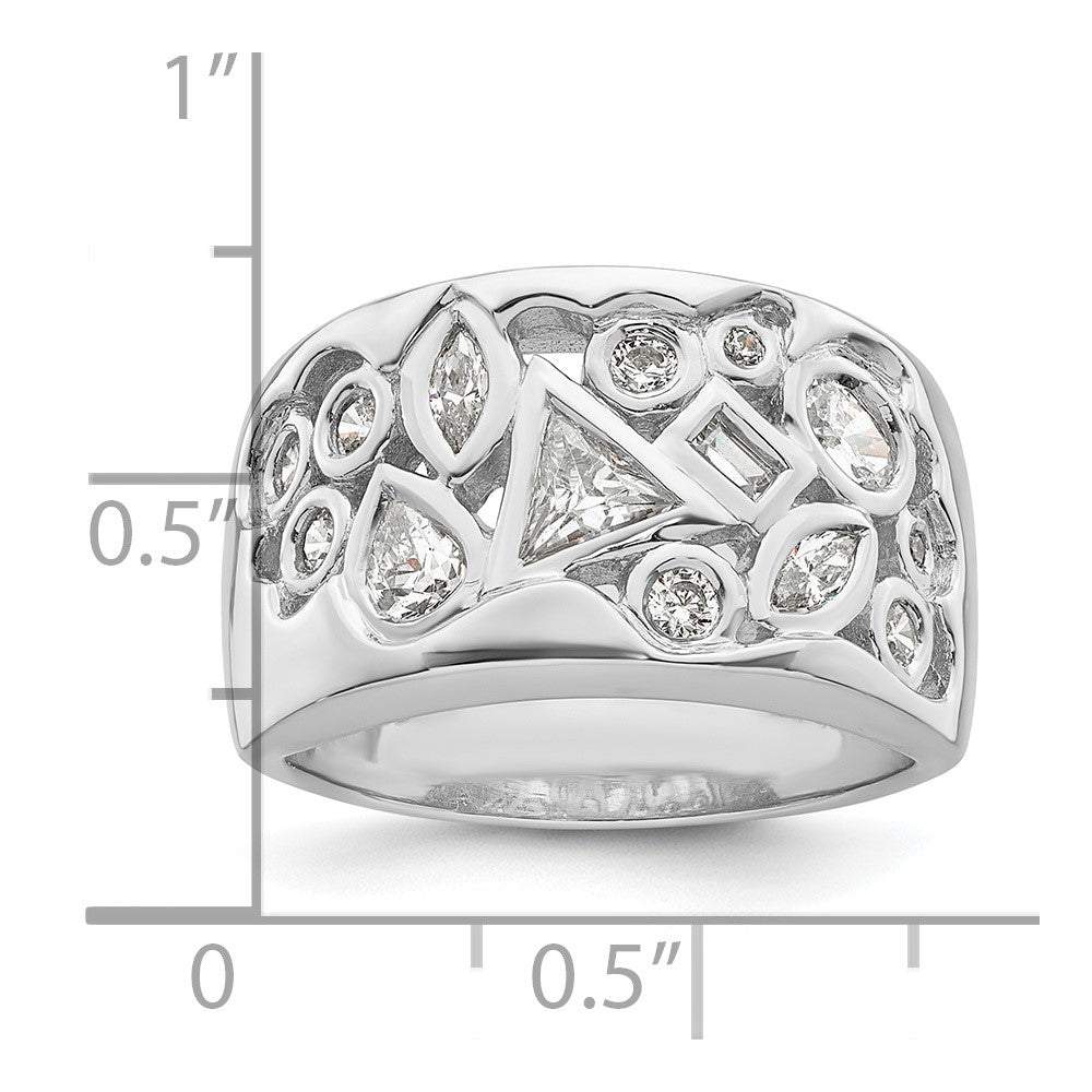 Sterlingsilber Rhodiniert Multi Geformt Zirkonia Ring