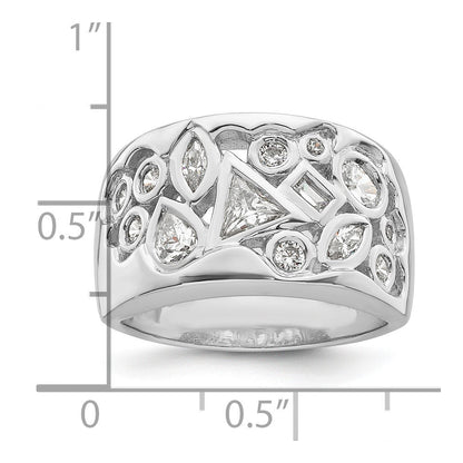 Sterlingsilber Rhodiniert Multi Geformt Zirkonia Ring