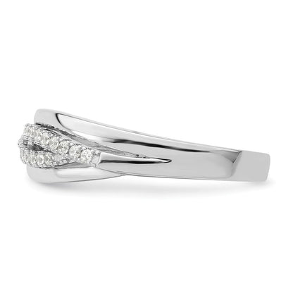 Sterlingsilber Rhodiniert Zirkonia Gedreht Ring (size 7 Nur)