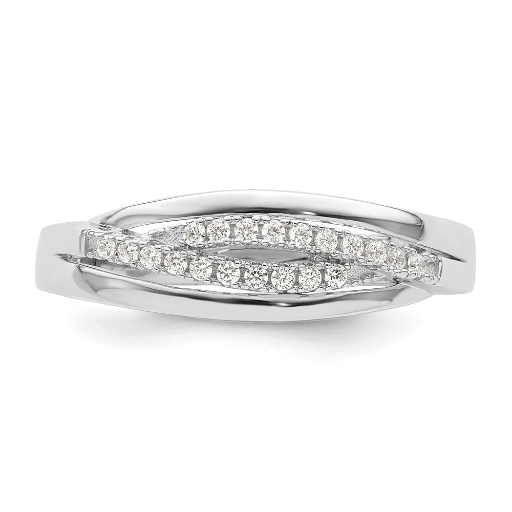 Sterlingsilber Rhodiniert Zirkonia Gedreht Ring (size 7 Nur)