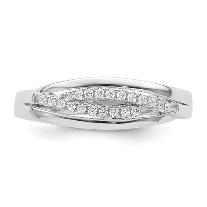 Sterlingsilber Rhodiniert Zirkonia Gedreht Ring (size 7 Nur)
