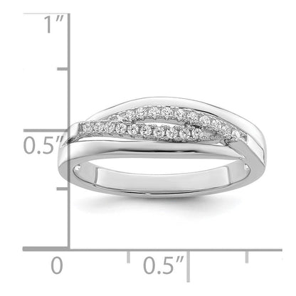 Sterlingsilber Rhodiniert Zirkonia Gedreht Ring (size 7 Nur)