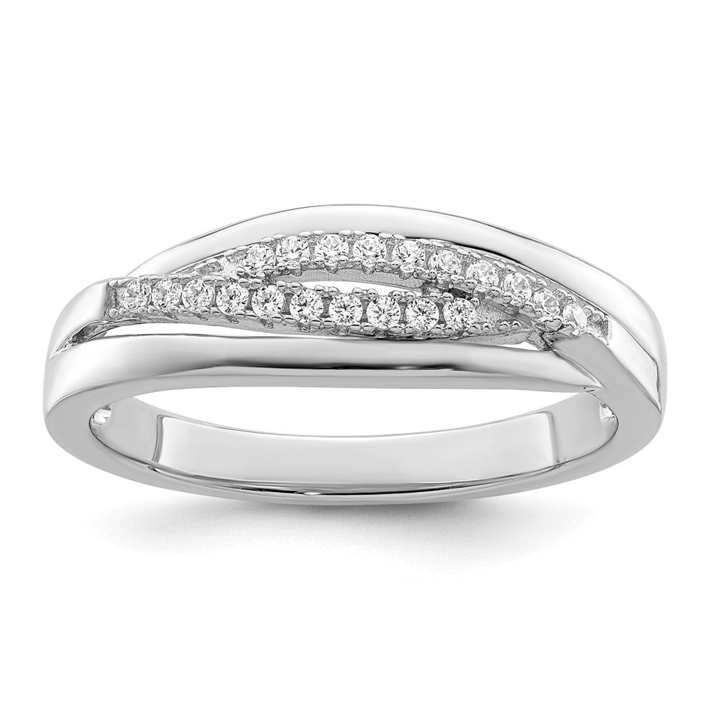 Sterlingsilber Rhodiniert Zirkonia Gedreht Ring (size 7 Nur)