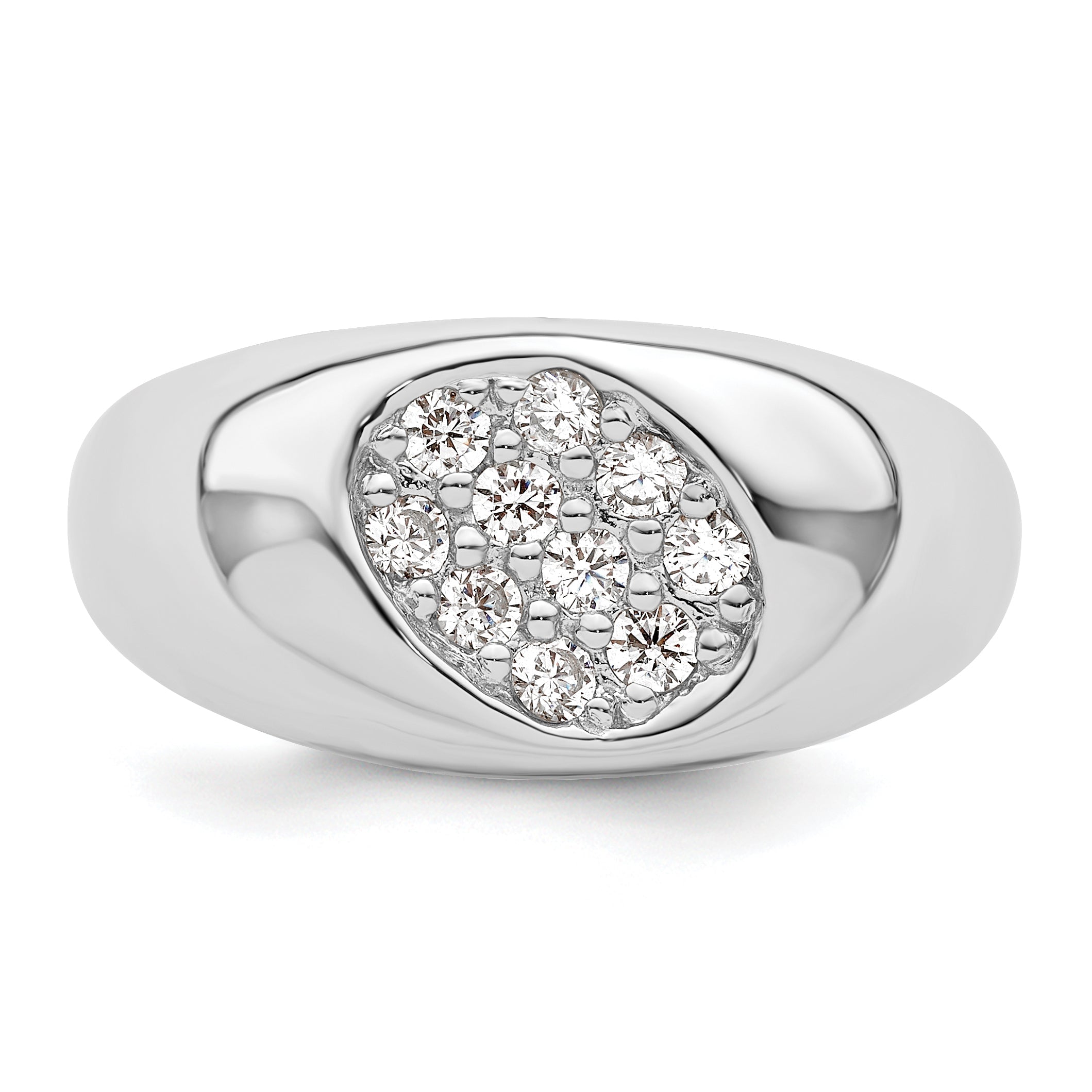 Sterlingsilber Rhodiniert Zirkonia Oval Cluster Ring