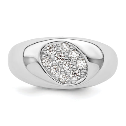 Sterlingsilber Rhodiniert Zirkonia Oval Cluster Ring