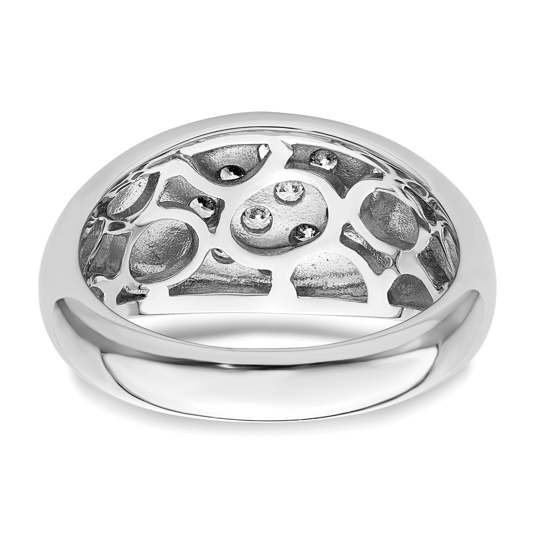 Sterlingsilber Rhodiniert Zirkonia Oval Cluster Ring