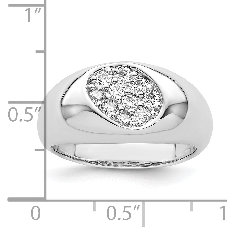 Sterlingsilber Rhodiniert Zirkonia Oval Cluster Ring