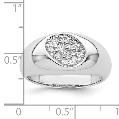 Sterlingsilber Rhodiniert Zirkonia Oval Cluster Ring
