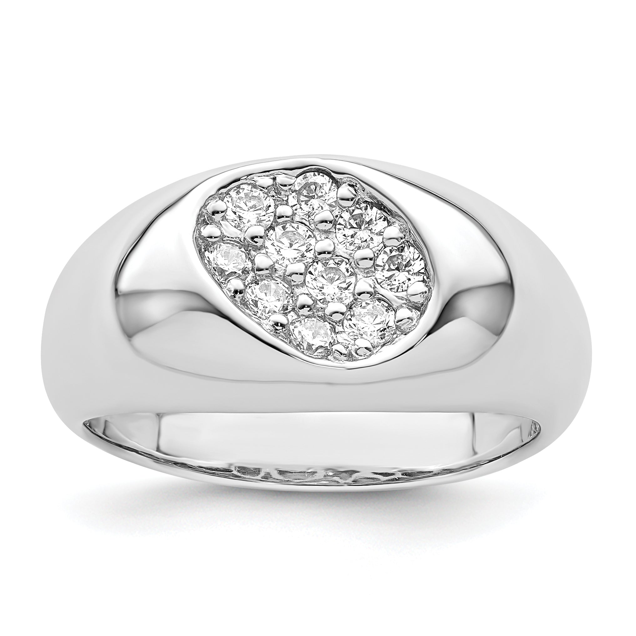 Sterlingsilber Rhodiniert Zirkonia Oval Cluster Ring