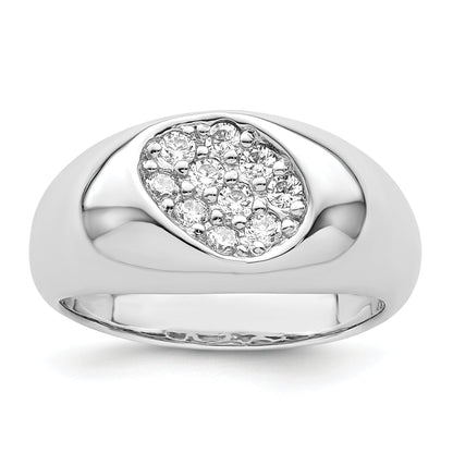 Sterlingsilber Rhodiniert Zirkonia Oval Cluster Ring