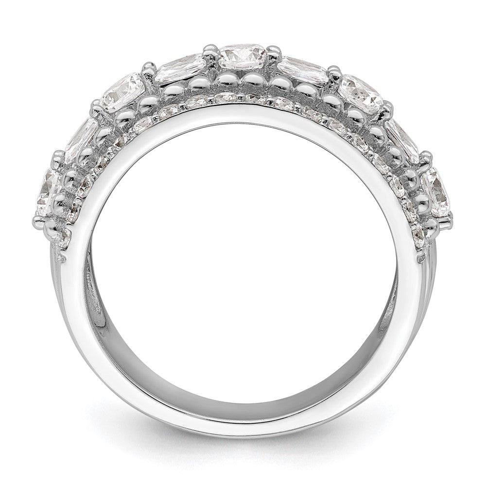 Sterlingsilber Rhodiniert Zirkonia 5 Reihe Ring (size 6 Nur)