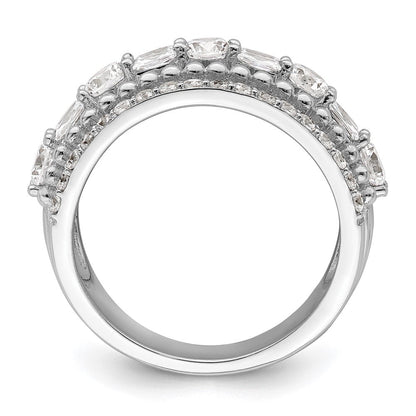 Sterlingsilber Rhodiniert Zirkonia 5 Reihe Ring (size 6 Nur)