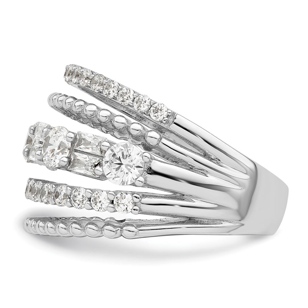 Sterlingsilber Rhodiniert Zirkonia 5 Reihe Ring (size 6 Nur)