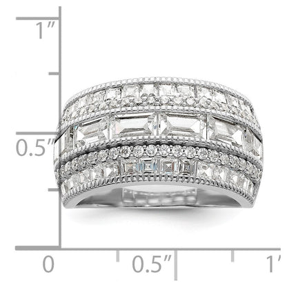 Sterlingsilber Poliert Rhodiniert Zirkonia Ring