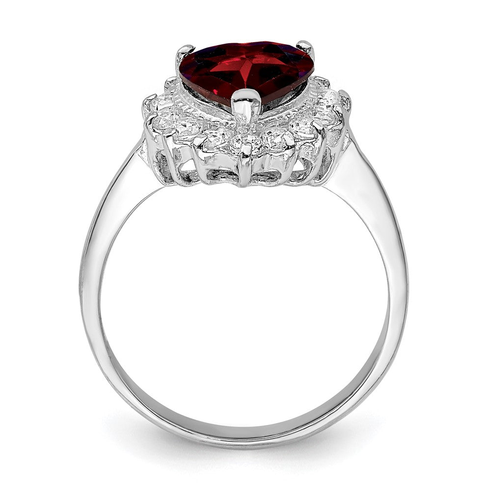 Sterlingsilber Rhodiniert Granat & Zirkonia Ring