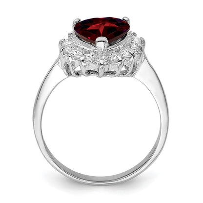 Sterlingsilber Rhodiniert Granat & Zirkonia Ring