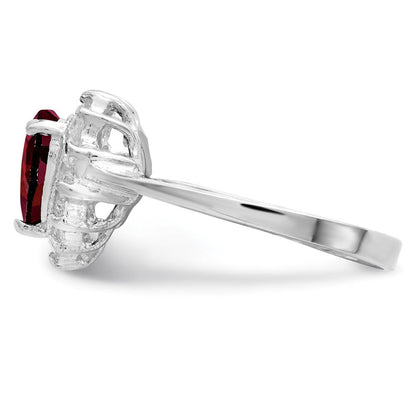 Sterlingsilber Rhodiniert Granat & Zirkonia Ring