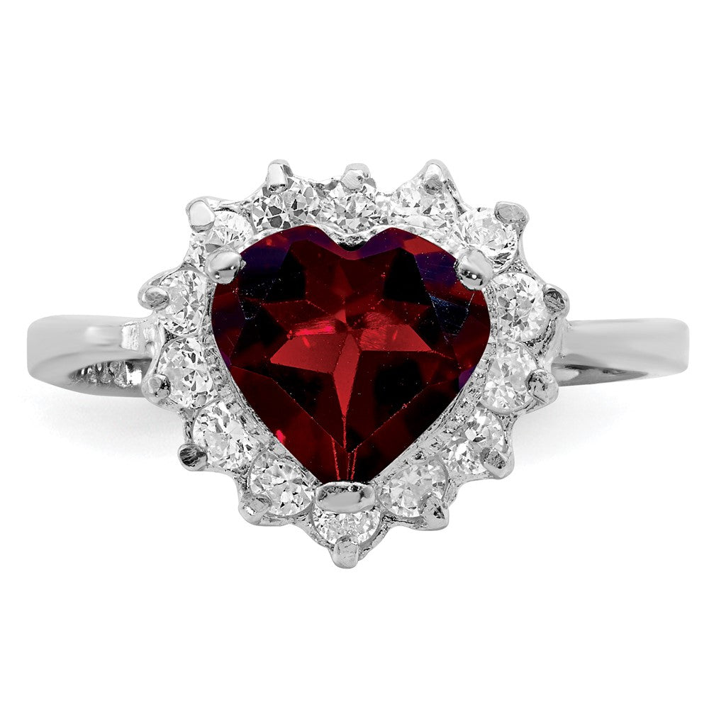 Sterlingsilber Rhodiniert Granat & Zirkonia Ring
