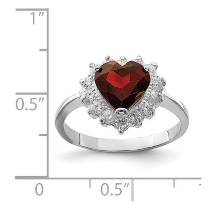 Sterlingsilber Rhodiniert Granat & Zirkonia Ring