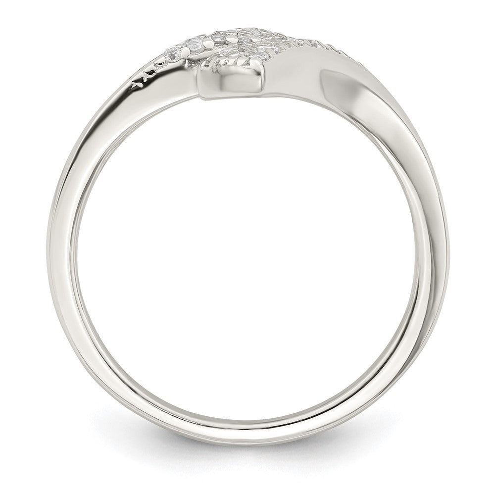 Sterlingsilber Poliert Zirkonia Fantasie Bypass Ring