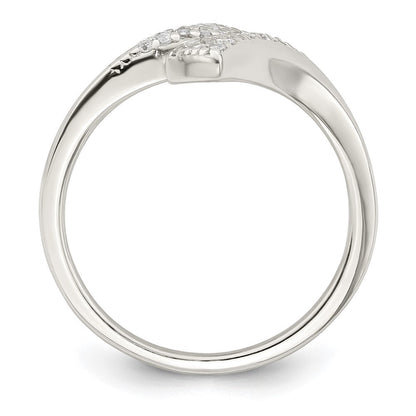 Sterlingsilber Poliert Zirkonia Fantasie Bypass Ring