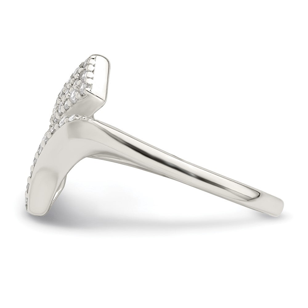 Sterlingsilber Poliert Zirkonia Fantasie Bypass Ring