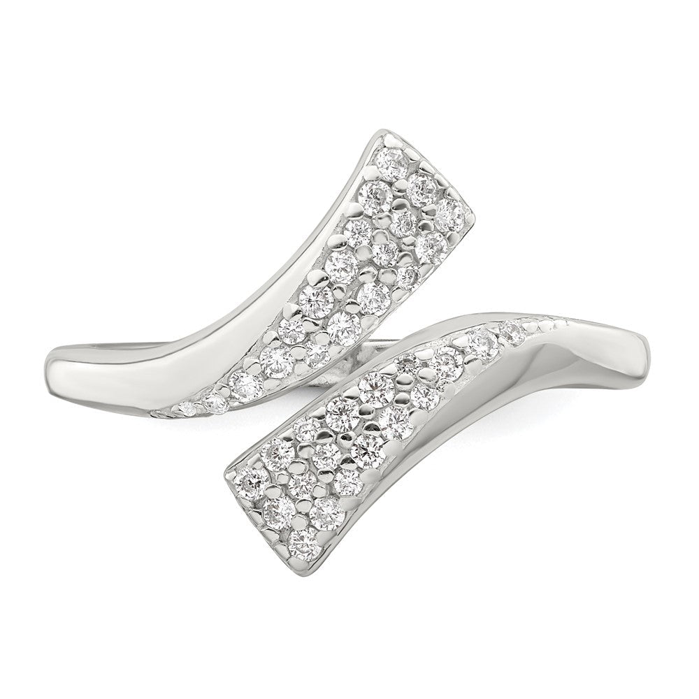 Sterlingsilber Poliert Zirkonia Fantasie Bypass Ring