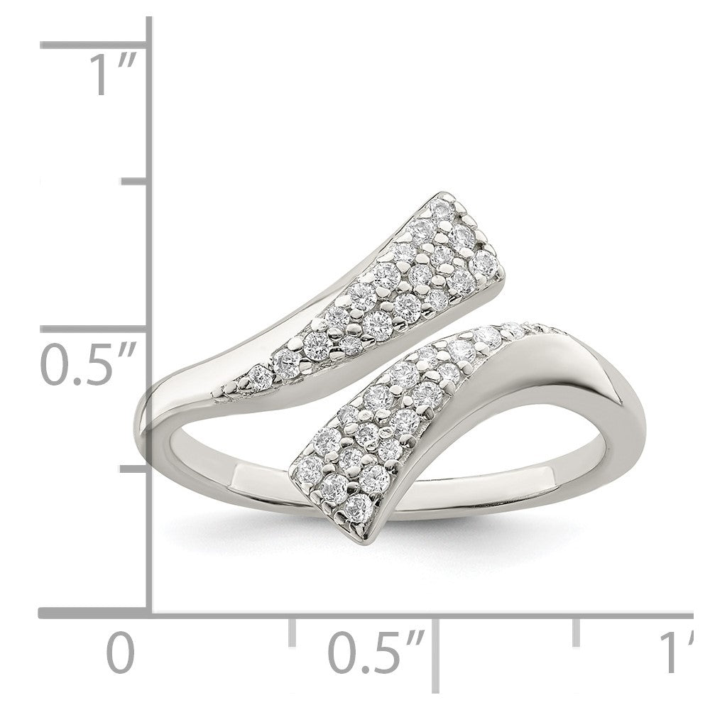 Sterlingsilber Poliert Zirkonia Fantasie Bypass Ring