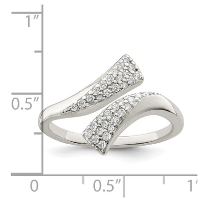 Sterlingsilber Poliert Zirkonia Fantasie Bypass Ring
