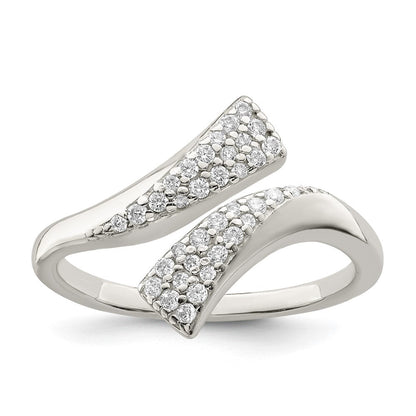 Sterlingsilber Poliert Zirkonia Fantasie Bypass Ring