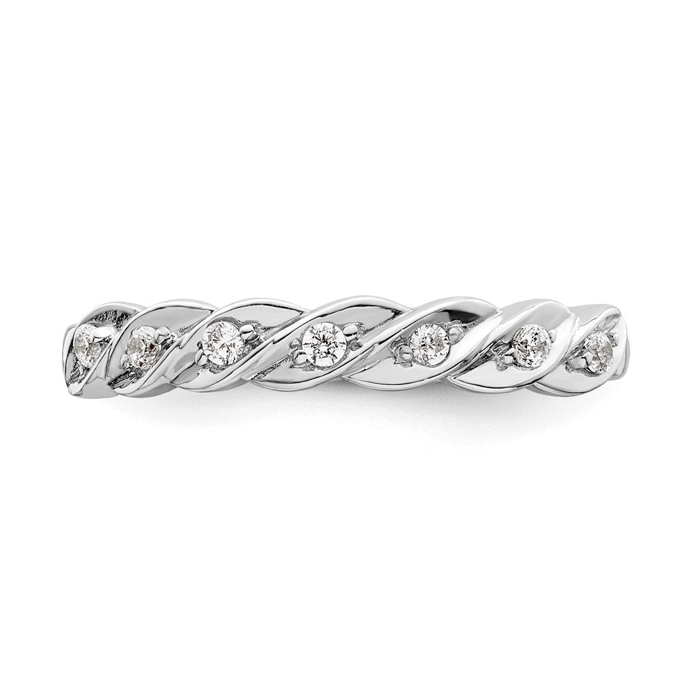 Sterlingsilber Rhodiniert Poliert Zirkonia Gedreht Ring