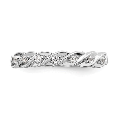 Sterlingsilber Rhodiniert Poliert Zirkonia Gedreht Ring