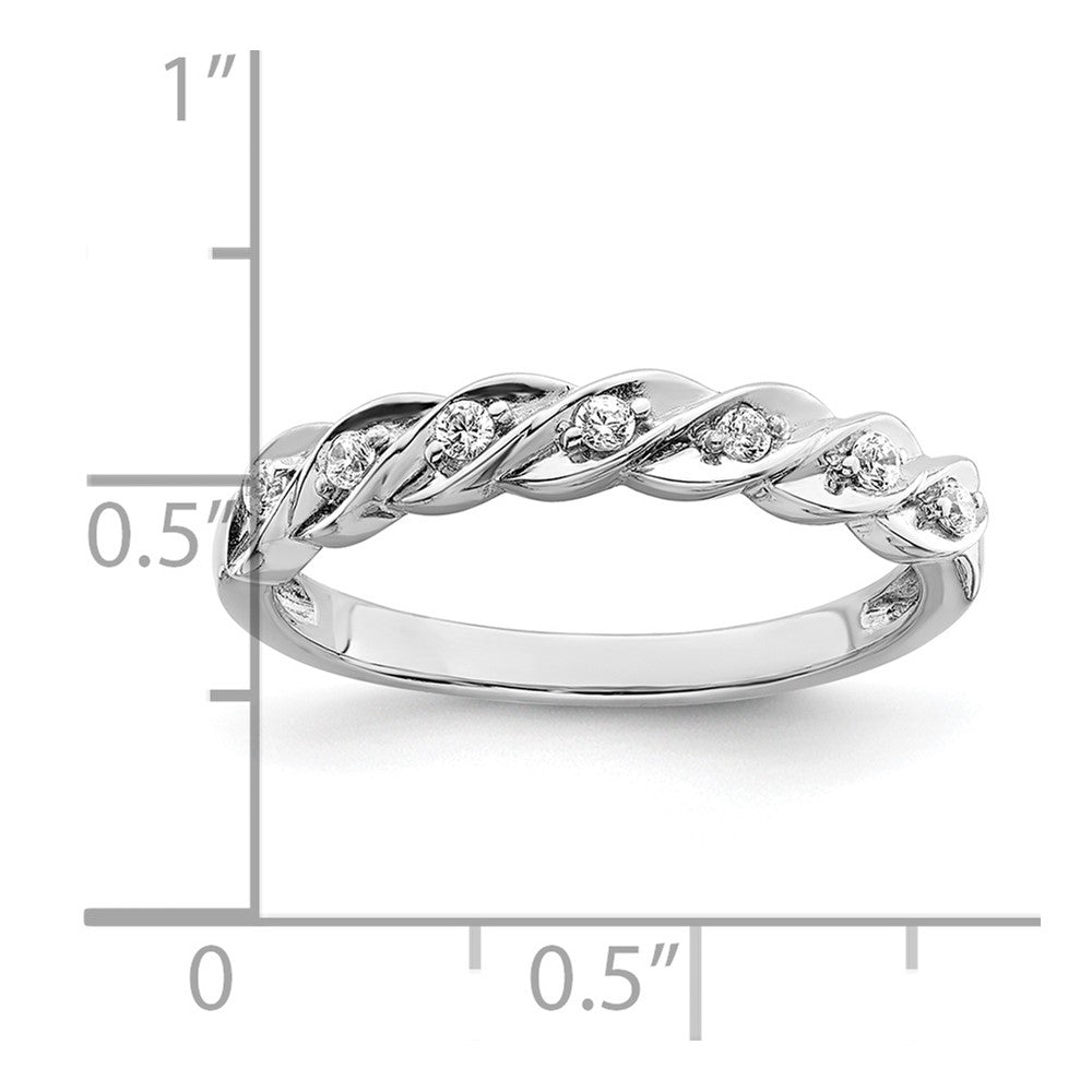 Sterlingsilber Rhodiniert Poliert Zirkonia Gedreht Ring