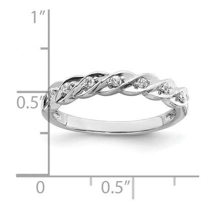 Sterlingsilber Rhodiniert Poliert Zirkonia Gedreht Ring