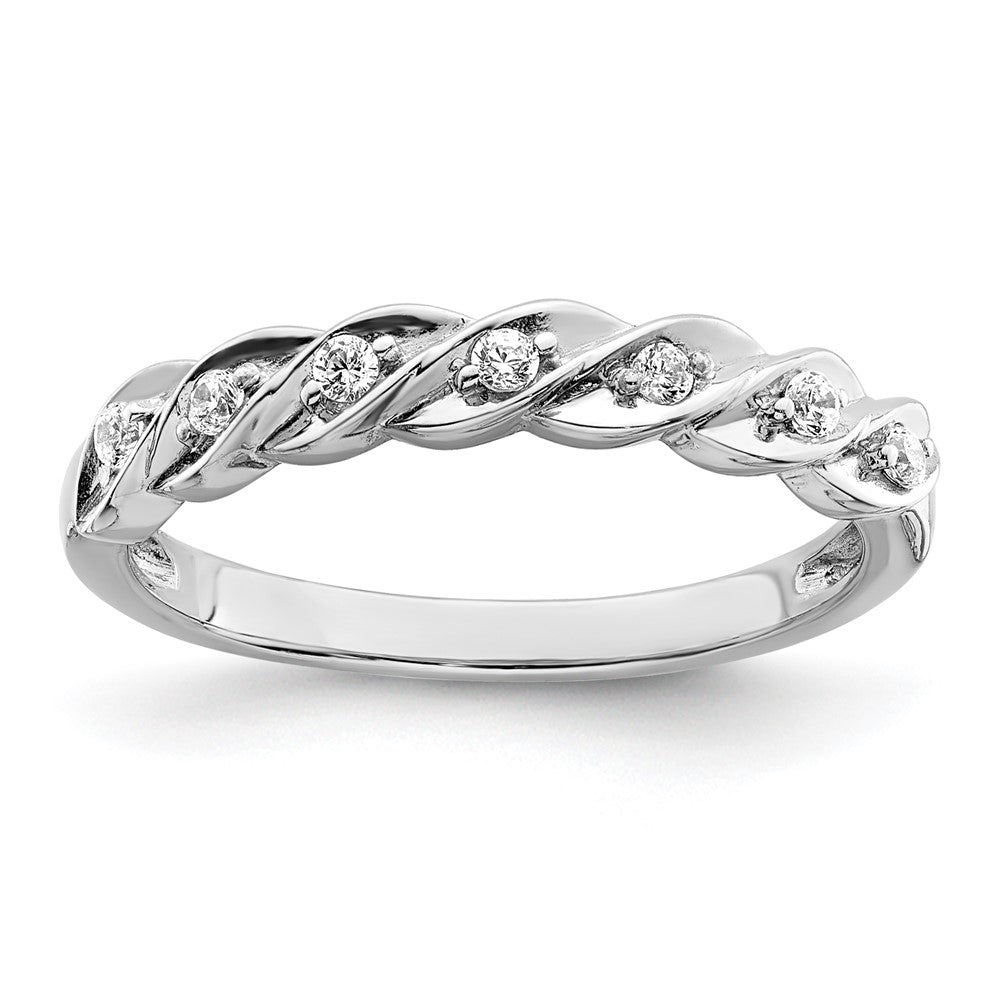Sterlingsilber Rhodiniert Poliert Zirkonia Gedreht Ring