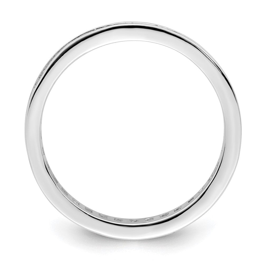 Sterlingsilber Poliert Rhodiniert Kanalfassung Set Zirkonia Ring