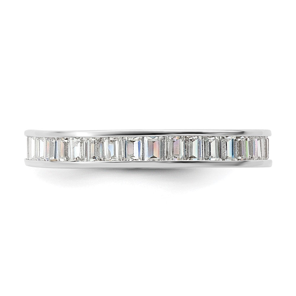 Sterlingsilber Poliert Rhodiniert Kanalfassung Set Zirkonia Ring
