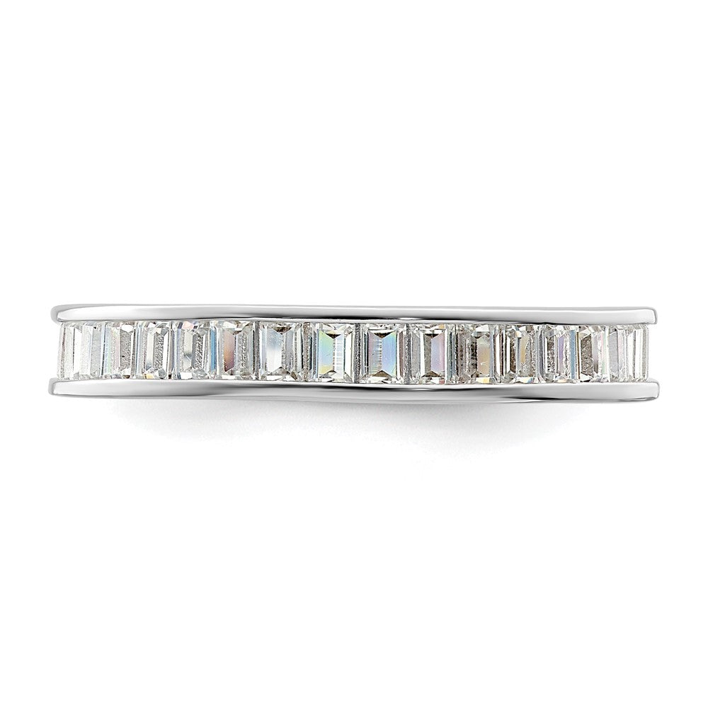 Sterlingsilber Poliert Rhodiniert Kanalfassung Set Zirkonia Ring