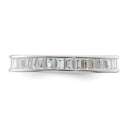 Sterlingsilber Poliert Rhodiniert Kanalfassung Set Zirkonia Ring