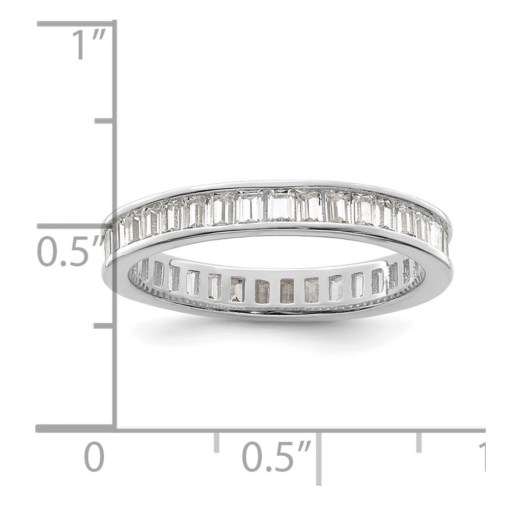 Sterlingsilber Poliert Rhodiniert Kanalfassung Set Zirkonia Ring