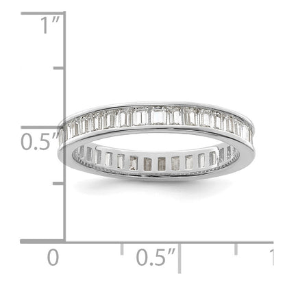 Sterlingsilber Poliert Rhodiniert Kanalfassung Set Zirkonia Ring